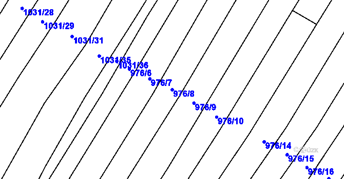 Parcela st. 976/8 v KÚ Kobeřice u Brna, Katastrální mapa