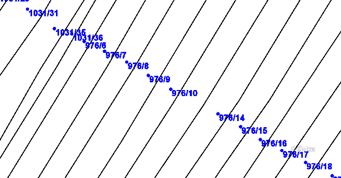 Parcela st. 976/10 v KÚ Kobeřice u Brna, Katastrální mapa
