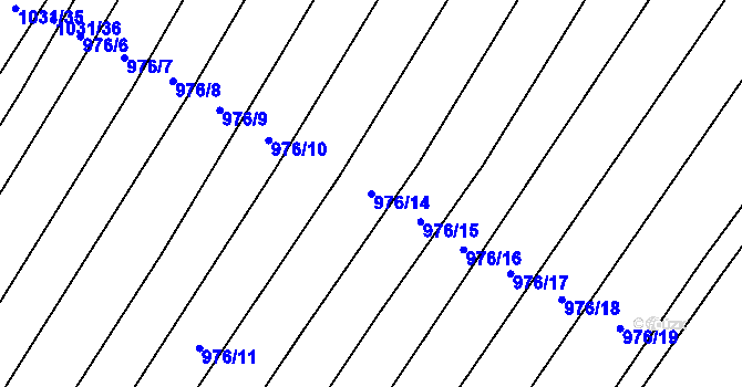 Parcela st. 976/14 v KÚ Kobeřice u Brna, Katastrální mapa