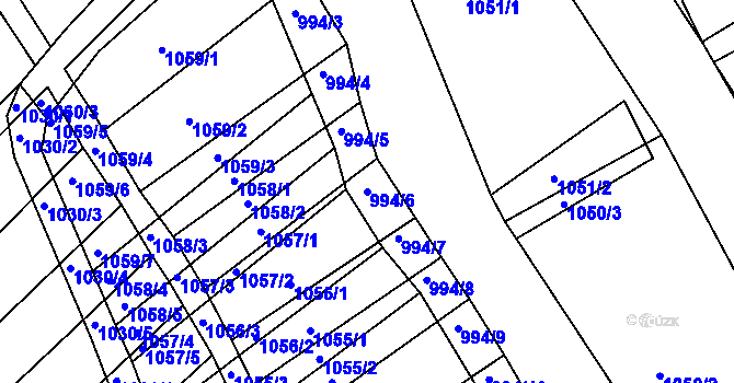 Parcela st. 994/6 v KÚ Kobeřice u Brna, Katastrální mapa