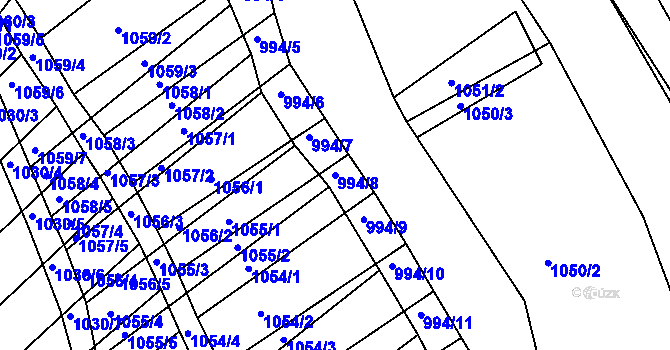 Parcela st. 994/8 v KÚ Kobeřice u Brna, Katastrální mapa