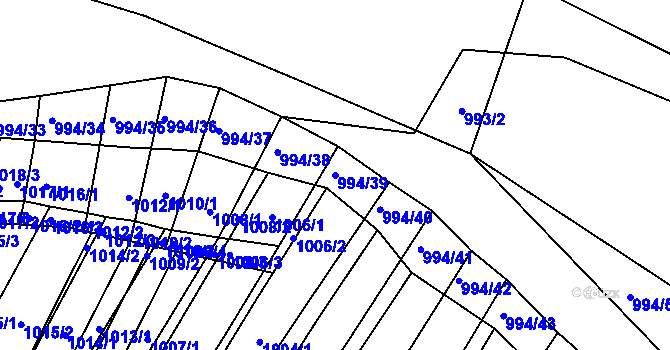Parcela st. 994/39 v KÚ Kobeřice u Brna, Katastrální mapa