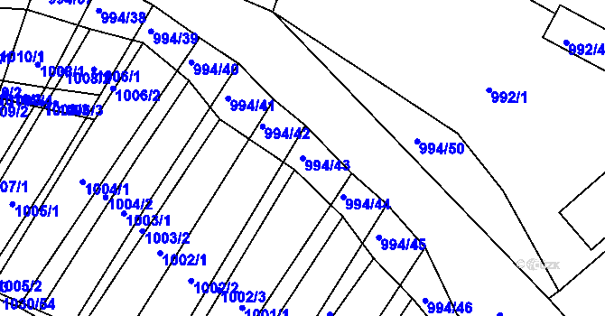 Parcela st. 994/43 v KÚ Kobeřice u Brna, Katastrální mapa