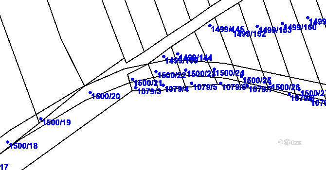 Parcela st. 1079/4 v KÚ Kobeřice u Brna, Katastrální mapa