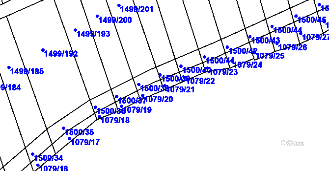 Parcela st. 1079/21 v KÚ Kobeřice u Brna, Katastrální mapa