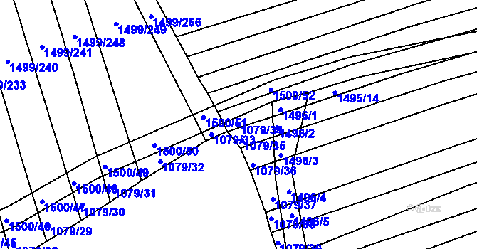 Parcela st. 1079/34 v KÚ Kobeřice u Brna, Katastrální mapa