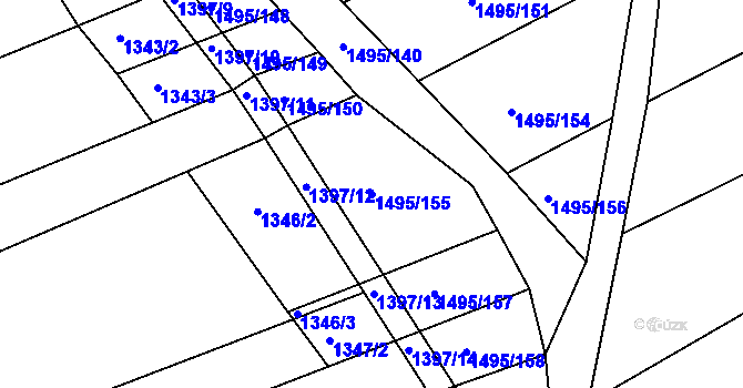 Parcela st. 1495/155 v KÚ Kobeřice u Brna, Katastrální mapa