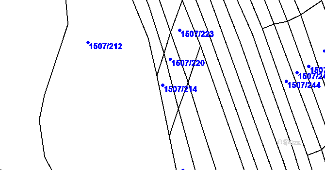 Parcela st. 1507/214 v KÚ Kobeřice u Brna, Katastrální mapa