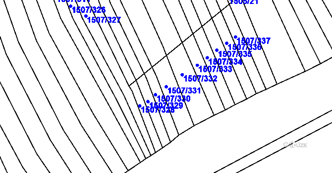 Parcela st. 1507/331 v KÚ Kobeřice u Brna, Katastrální mapa