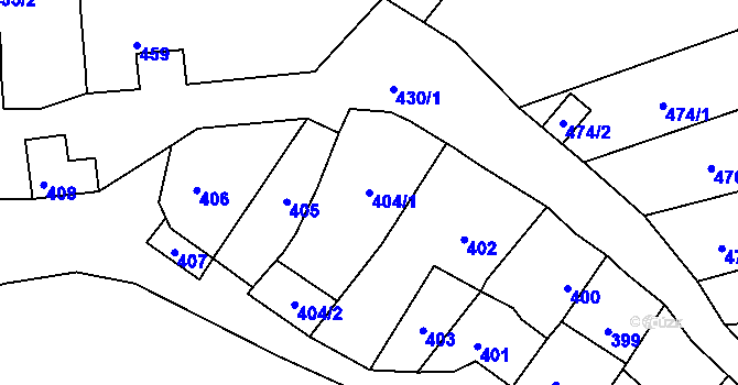 Parcela st. 404/1 v KÚ Kobeřice u Brna, Katastrální mapa