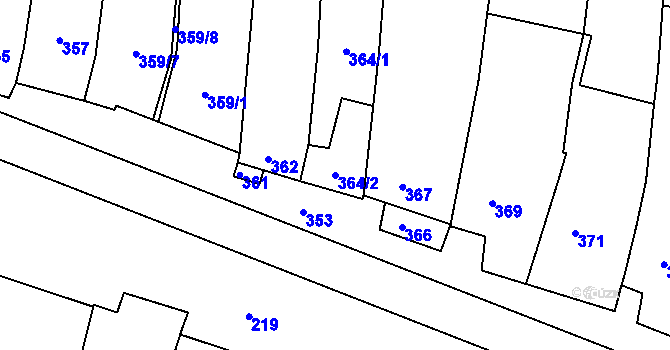 Parcela st. 364/2 v KÚ Kobeřice u Brna, Katastrální mapa