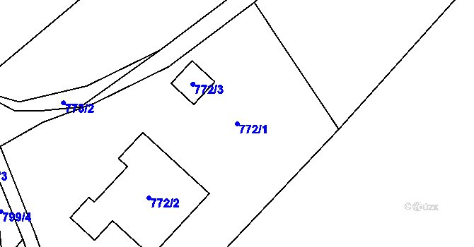 Parcela st. 772/1 v KÚ Kobeřice u Brna, Katastrální mapa