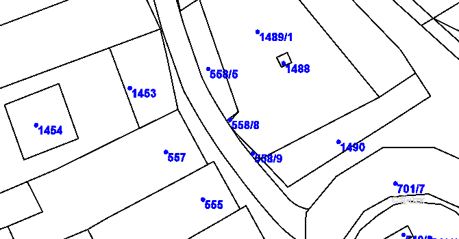 Parcela st. 558/8 v KÚ Kobeřice u Brna, Katastrální mapa