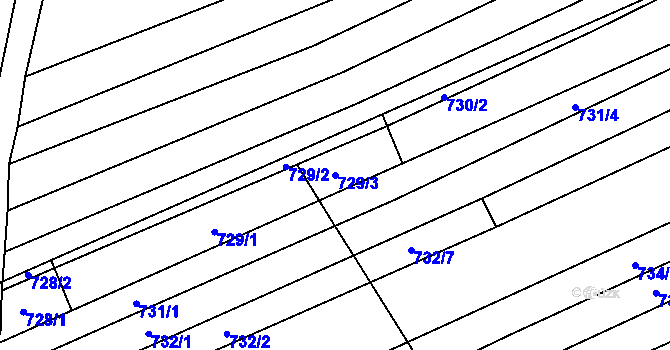 Parcela st. 729/3 v KÚ Kobeřice u Brna, Katastrální mapa