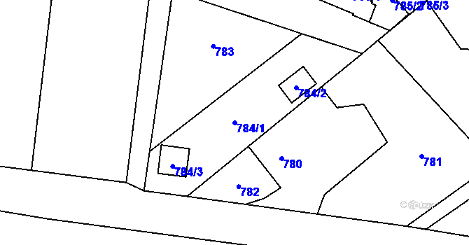 Parcela st. 784/1 v KÚ Kobeřice ve Slezsku, Katastrální mapa