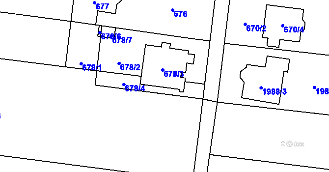 Parcela st. 678/5 v KÚ Kobeřice ve Slezsku, Katastrální mapa