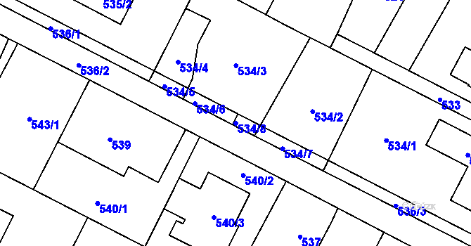 Parcela st. 534/8 v KÚ Kobeřice ve Slezsku, Katastrální mapa