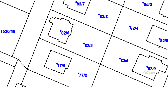Parcela st. 82/3 v KÚ Kobeřice ve Slezsku, Katastrální mapa