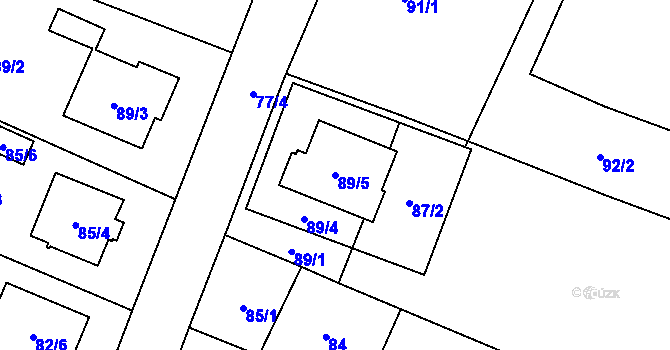 Parcela st. 89/5 v KÚ Kobeřice ve Slezsku, Katastrální mapa
