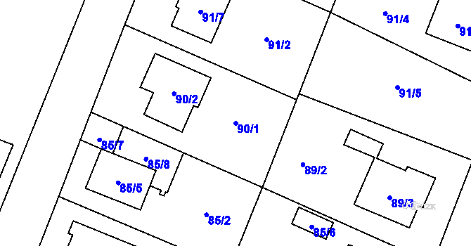 Parcela st. 90/1 v KÚ Kobeřice ve Slezsku, Katastrální mapa