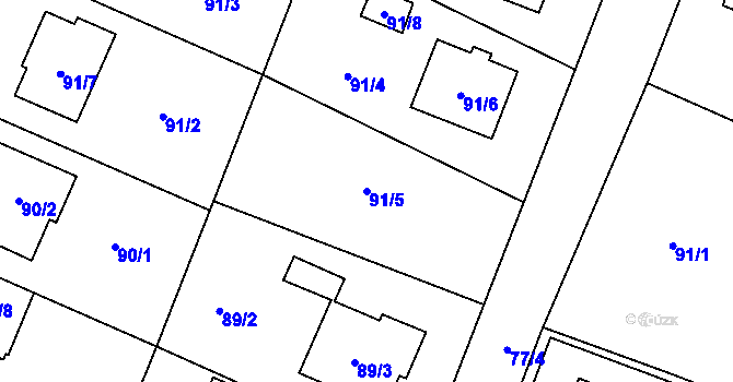 Parcela st. 91/5 v KÚ Kobeřice ve Slezsku, Katastrální mapa