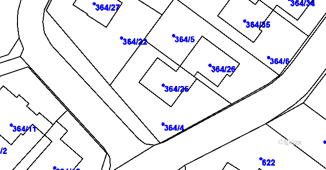 Parcela st. 364/25 v KÚ Kobeřice ve Slezsku, Katastrální mapa