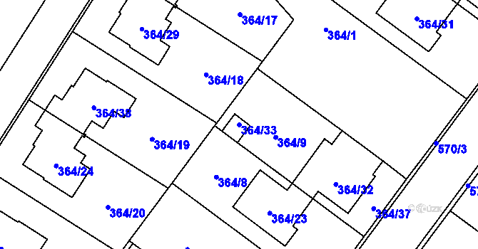 Parcela st. 364/33 v KÚ Kobeřice ve Slezsku, Katastrální mapa