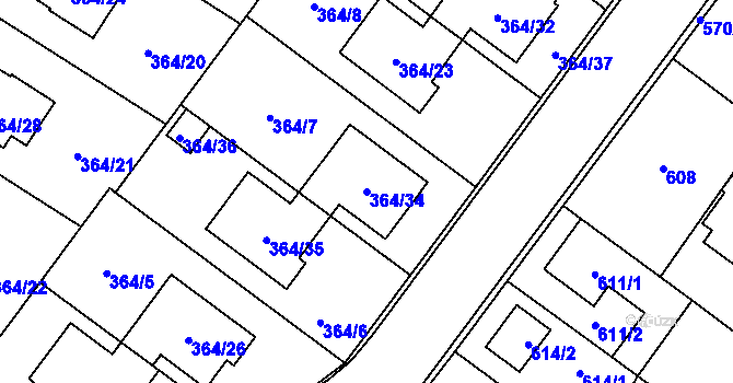 Parcela st. 364/34 v KÚ Kobeřice ve Slezsku, Katastrální mapa