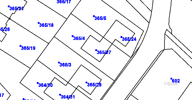 Parcela st. 365/27 v KÚ Kobeřice ve Slezsku, Katastrální mapa