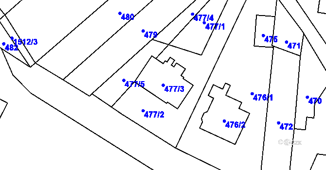 Parcela st. 477/3 v KÚ Kobeřice ve Slezsku, Katastrální mapa