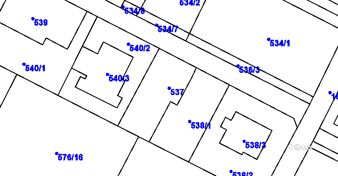 Parcela st. 537 v KÚ Kobeřice ve Slezsku, Katastrální mapa