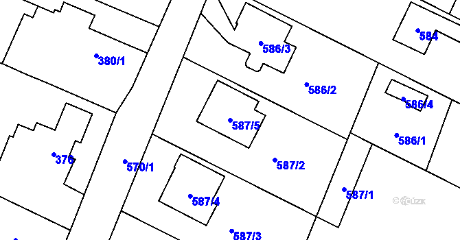 Parcela st. 587/5 v KÚ Kobeřice ve Slezsku, Katastrální mapa