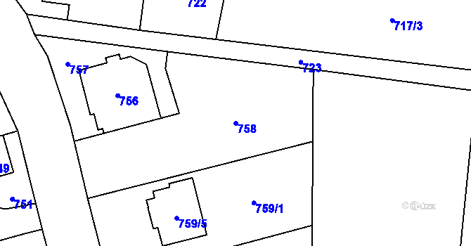 Parcela st. 758 v KÚ Kobeřice ve Slezsku, Katastrální mapa