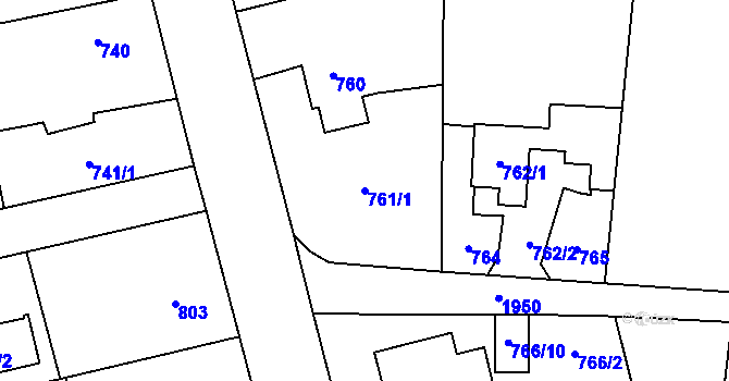 Parcela st. 761/1 v KÚ Kobeřice ve Slezsku, Katastrální mapa