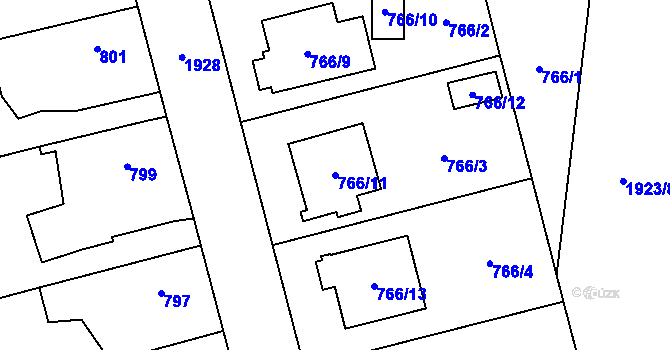 Parcela st. 766/11 v KÚ Kobeřice ve Slezsku, Katastrální mapa