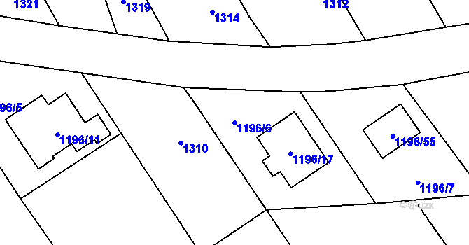 Parcela st. 1196/6 v KÚ Kobeřice ve Slezsku, Katastrální mapa