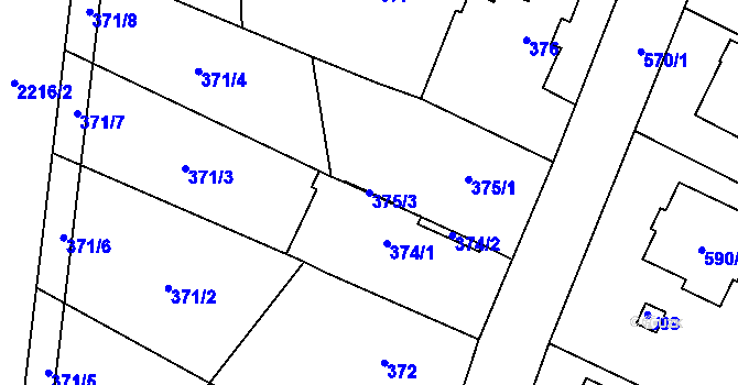 Parcela st. 375/3 v KÚ Kobeřice ve Slezsku, Katastrální mapa