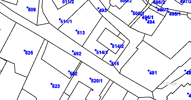 Parcela st. 514/1 v KÚ Kobeřice ve Slezsku, Katastrální mapa