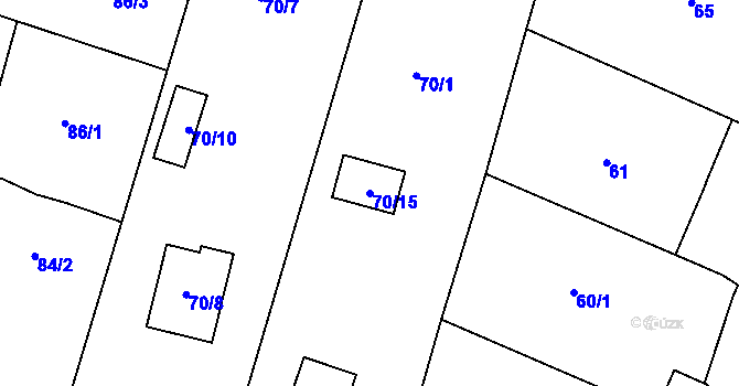 Parcela st. 70/15 v KÚ Koblov, Katastrální mapa