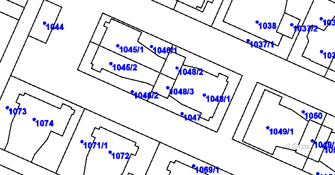 Parcela st. 1048/3 v KÚ Koblov, Katastrální mapa