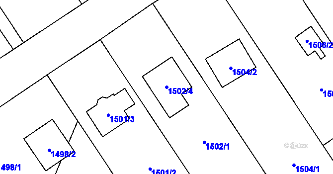 Parcela st. 1502/4 v KÚ Koblov, Katastrální mapa