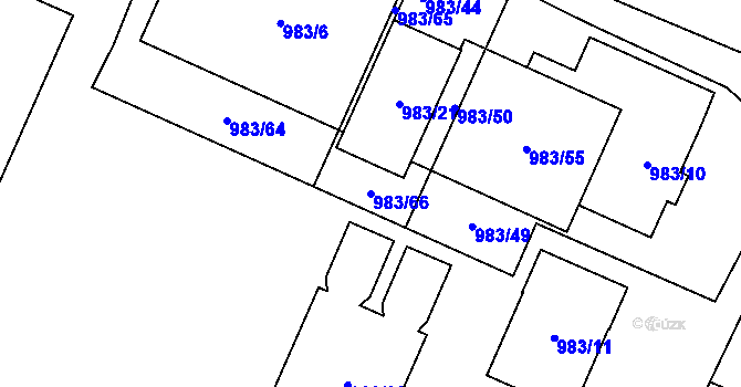 Parcela st. 983/66 v KÚ Koblov, Katastrální mapa