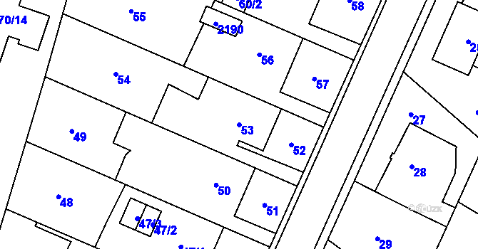 Parcela st. 53 v KÚ Koblov, Katastrální mapa