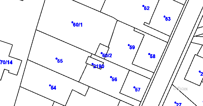 Parcela st. 60/2 v KÚ Koblov, Katastrální mapa