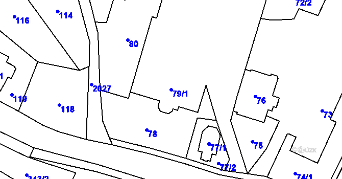 Parcela st. 79/1 v KÚ Koblov, Katastrální mapa