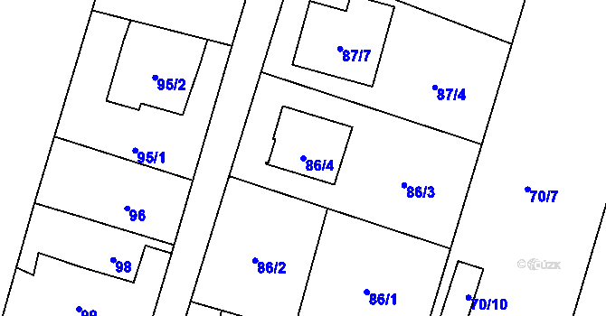 Parcela st. 86/4 v KÚ Koblov, Katastrální mapa