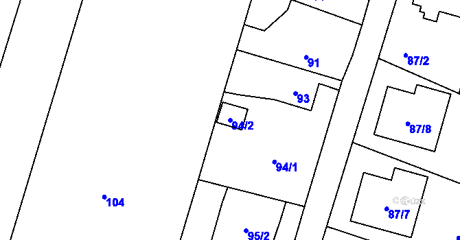 Parcela st. 94/2 v KÚ Koblov, Katastrální mapa
