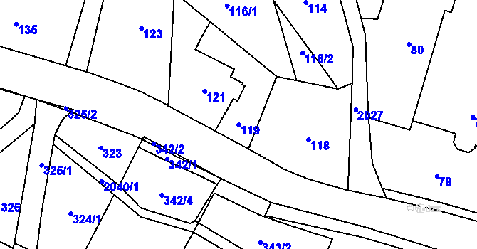 Parcela st. 119 v KÚ Koblov, Katastrální mapa