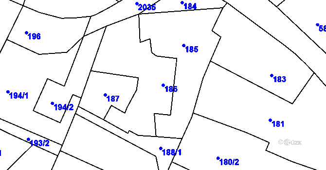 Parcela st. 186 v KÚ Koblov, Katastrální mapa