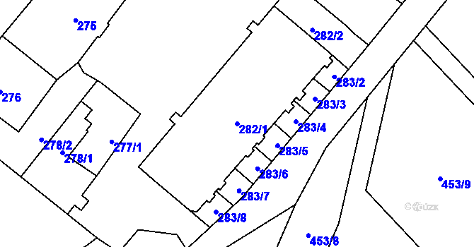 Parcela st. 282/1 v KÚ Koblov, Katastrální mapa